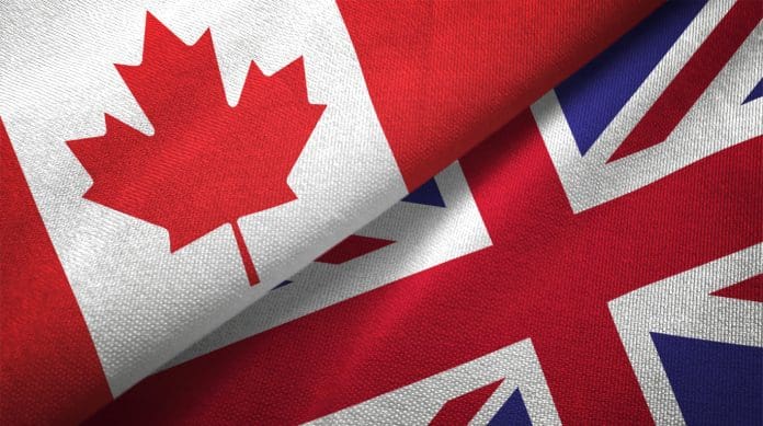United Kingdom and Canada two flags together realations textile cloth fabric texture Ontario government signs agreement to share UK’s National Underground Asset Register