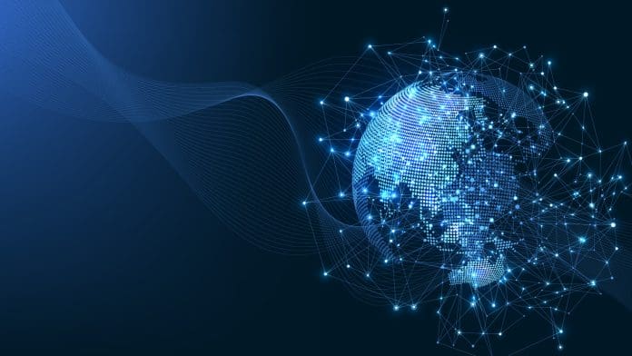 Global network connection. World map point and line composition concept of global business. Internet technology. Social network. Vector Illustration Global network connection. World map point and line composition concept of global business. Internet technology. Social network. Vector Illustration.