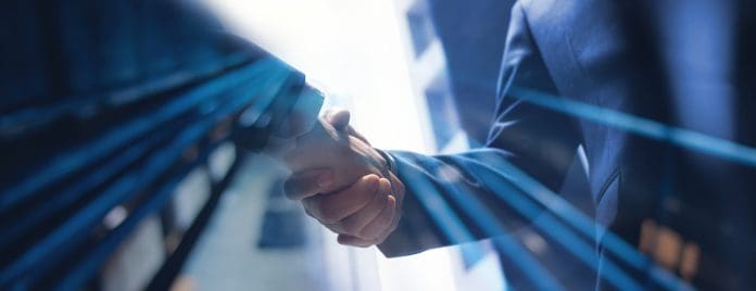 Businessmen making handshake with partner, greeting, dealing, merger and acquisition, business cooperation concept, for business, finance and investment background, teamwork and successful business Businessmen shaking hands