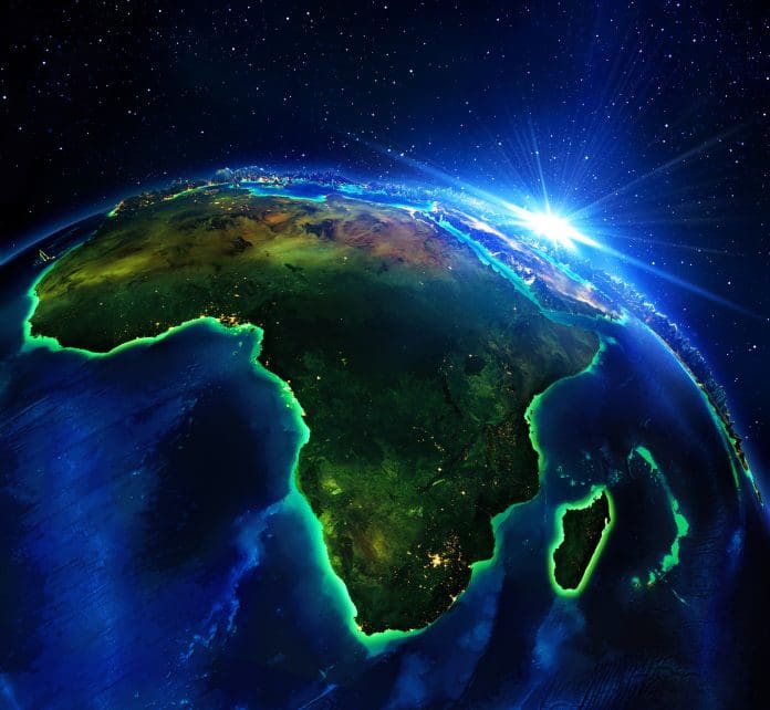 land area in Africa, the night Africa, elements of this image furnished by NASA
