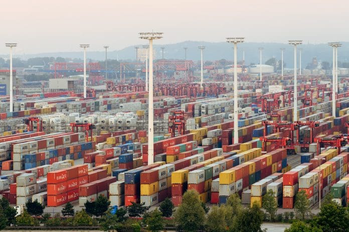 332715_original Freight containers in a rail yard awaiting transportation. Trimble’s Transporeon and OBB Rail Cargo expand real-time data transportation deal