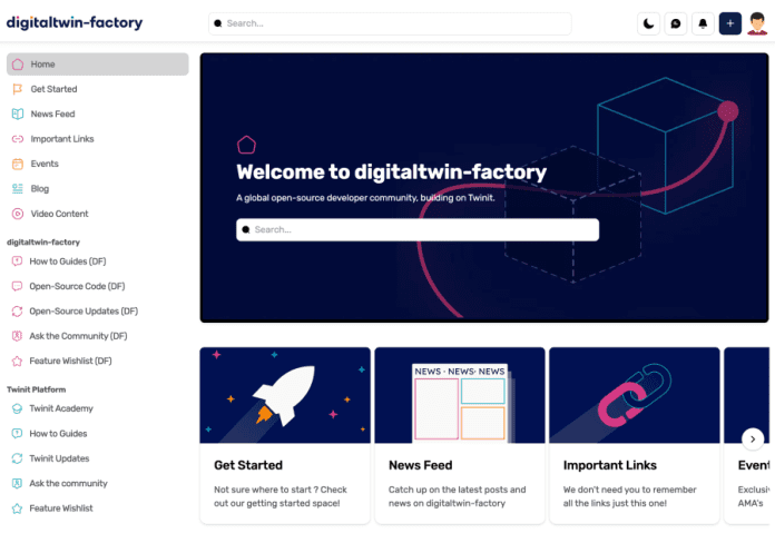 digitaltwin-factory-welcome-new-2 The welcome screen of digitaltwin-factory, the open source program to accelerate digital twin innovation