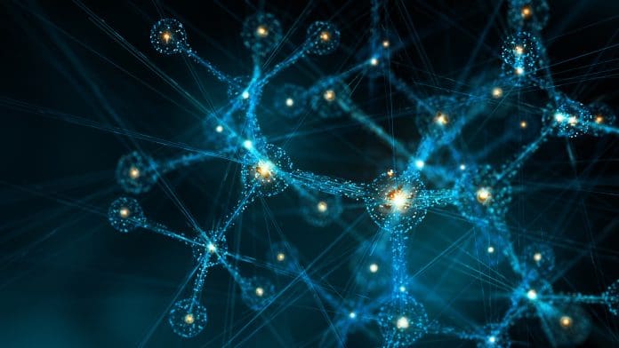 Digital Molecular Structure Concept A 3D digital render of molecular structure representing the power of generative AI