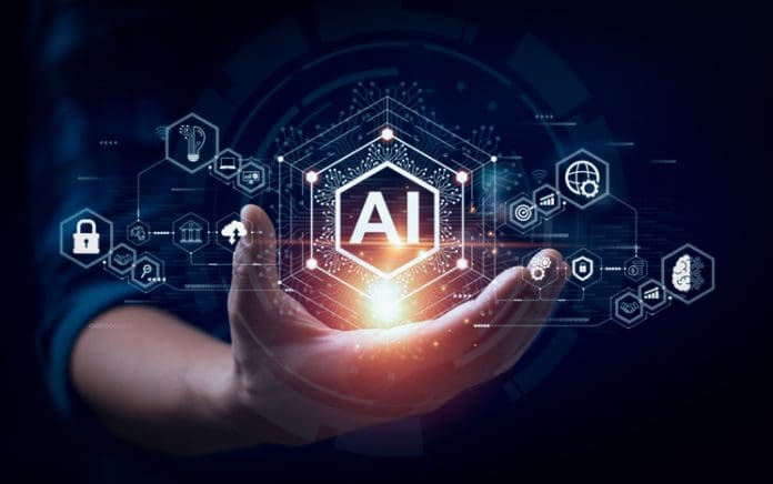 Businessman touching the brain working of Artificial Intelligence (AI) Automation, Predictive analytics, Customer service AI-powered chatbot, analyze customer data, business and technology Purdue’s DigiTRACKER launches with seminar on human-AI collaboration in modular construction