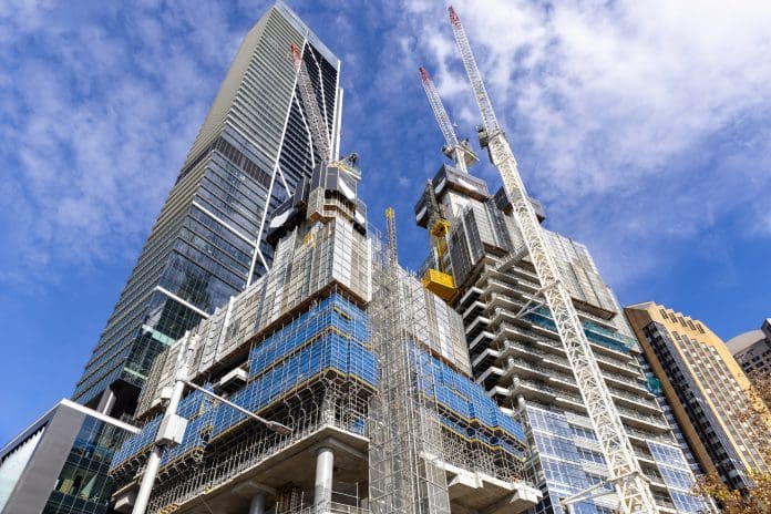 Construction of skyscrapers in the city, background with copy space Coates launches BIM for temporary works