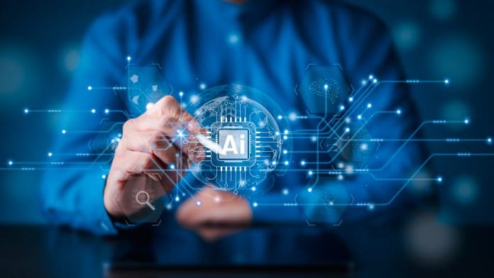 AI processor technology or Artificial Intelligence. Man using smart cloud A.I. by entering command prompt for generates a result, or training for machine learning. Chat with AI about new trends. BAU 2024: Nemetschek Group unveils AI Assistant for BIM architecture